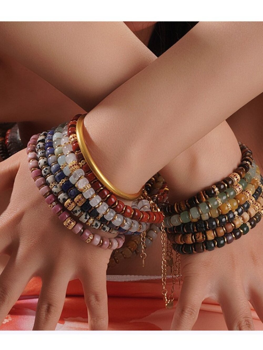Stainless Steel Natural Stone Bead Bracelet